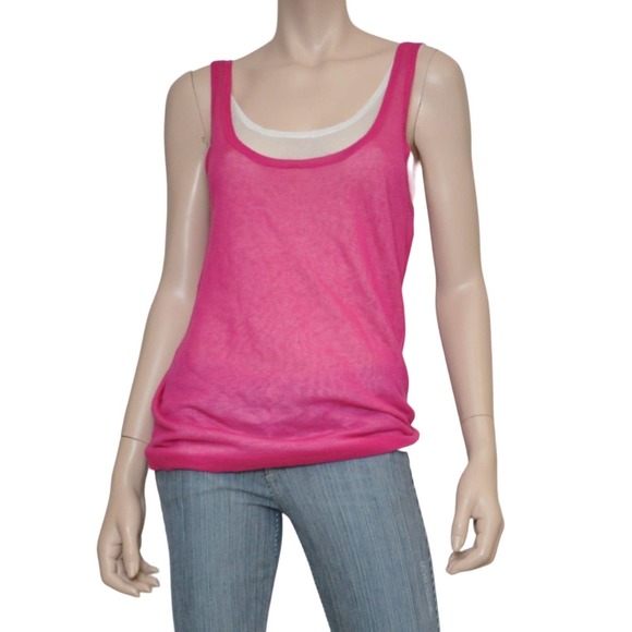 MICHAEL Michael Kors Double Layer Knit Tank Top Hot Pink S Nwt $89 - Picture 1 of 1